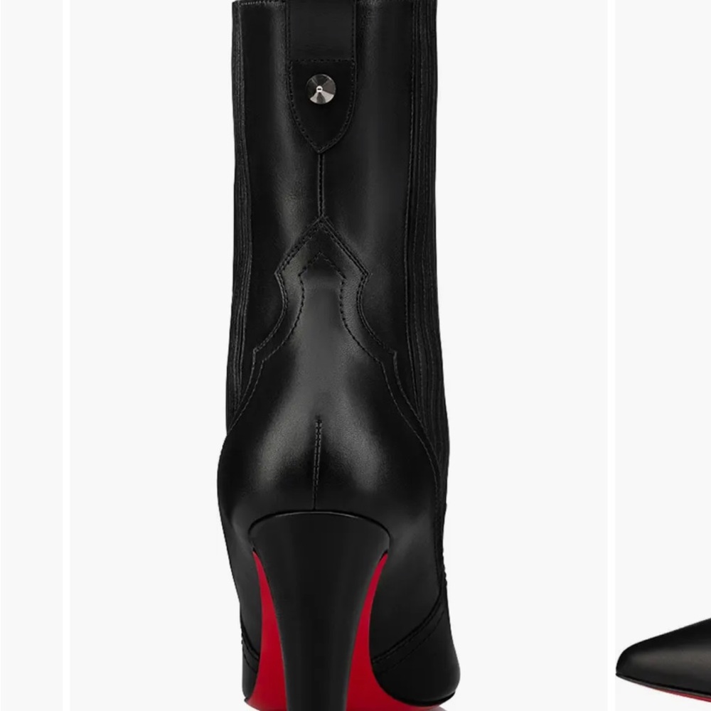 Christian Louboutin Black and Red Heeled Boots Santiag - Picture 2 of 8